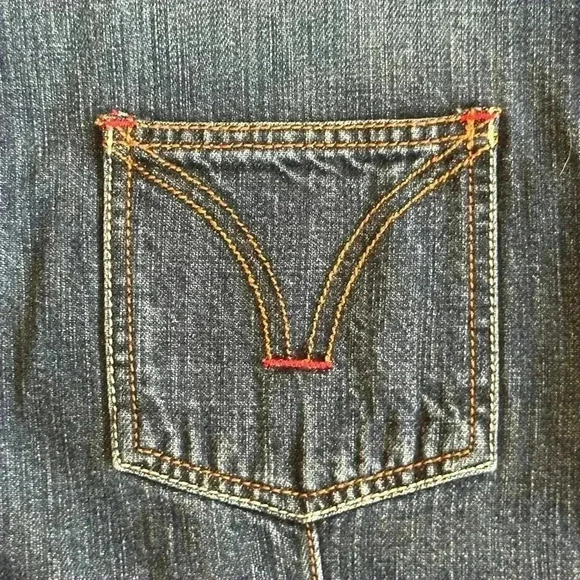 BKE Vintage | 100% Cotton Western Denim Button Down Shirt, Pearly Snaps - Picture 4 of 6